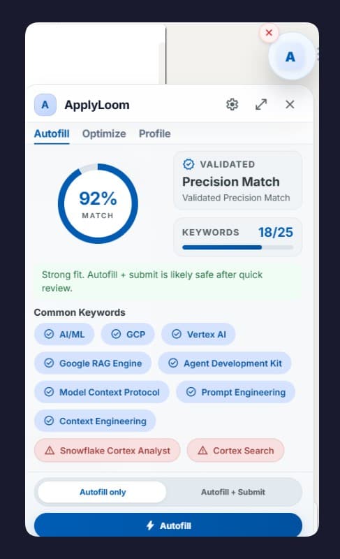 ApplyLoom Actual Extension UI
